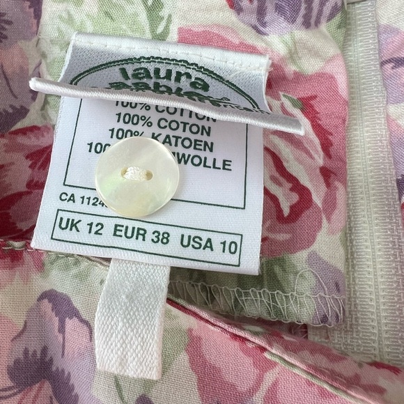 Vtg 80s Laura Ashley Floral Print Cotton Dress | Puff Sleeves | Drop Waist | S - Picture 5 of 17